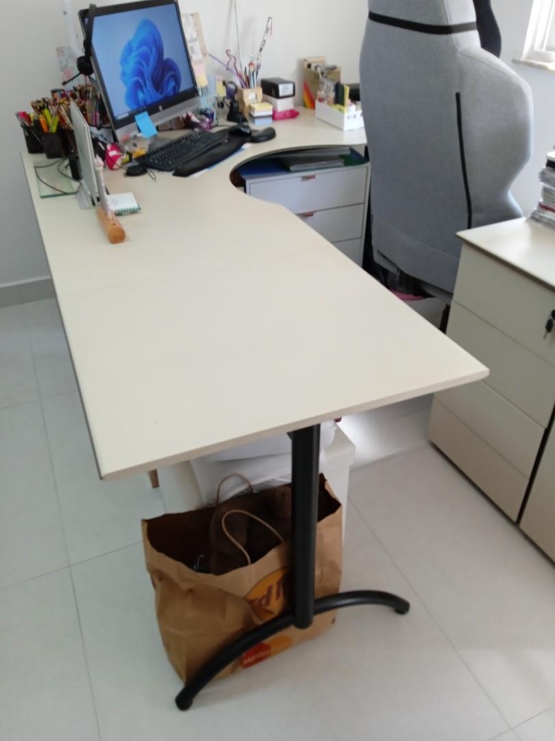 Mesa de Escritório em L em MDF Bege 75 cm x 210 cm x 155 cm