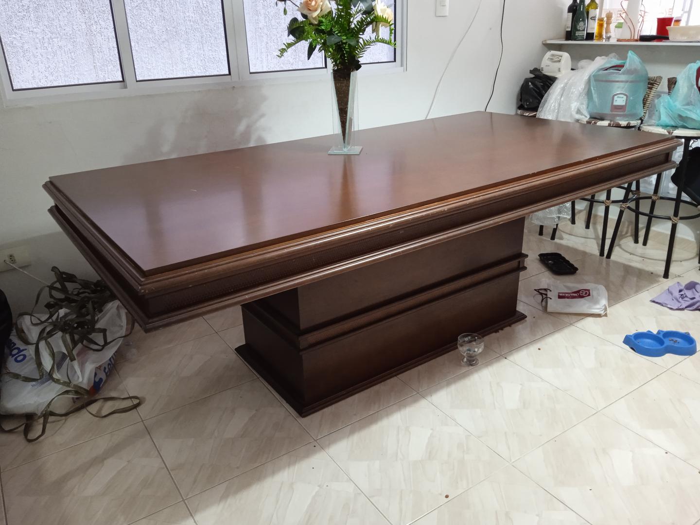 Mesa de jantar em Madeira Marrom 80 cm x 220 cm x 110 cm