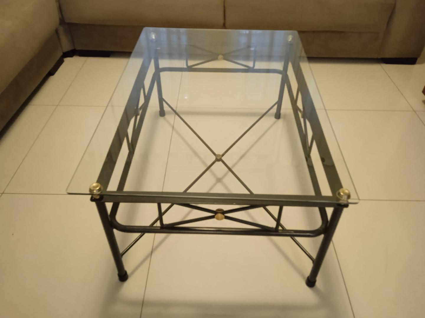 Mesa de centro em Aço / Vidro Preto 41 cm x 95 cm x 65 cm