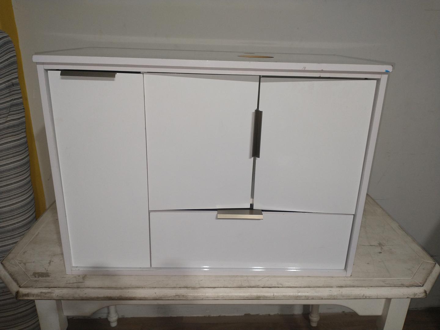 Gabinete para Banheiro 3 Portas 1 Gaveta em MDF Branco 59 cm x 80 cm x 40 cm