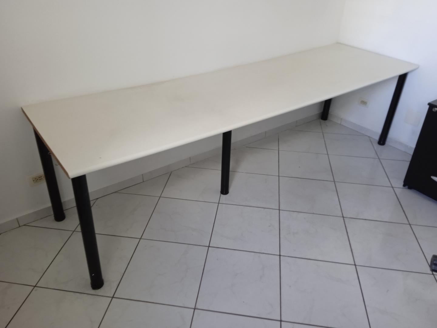 Mesa de escritório retangular em MDF Bege 73 cm x 278 cm x 80 cm