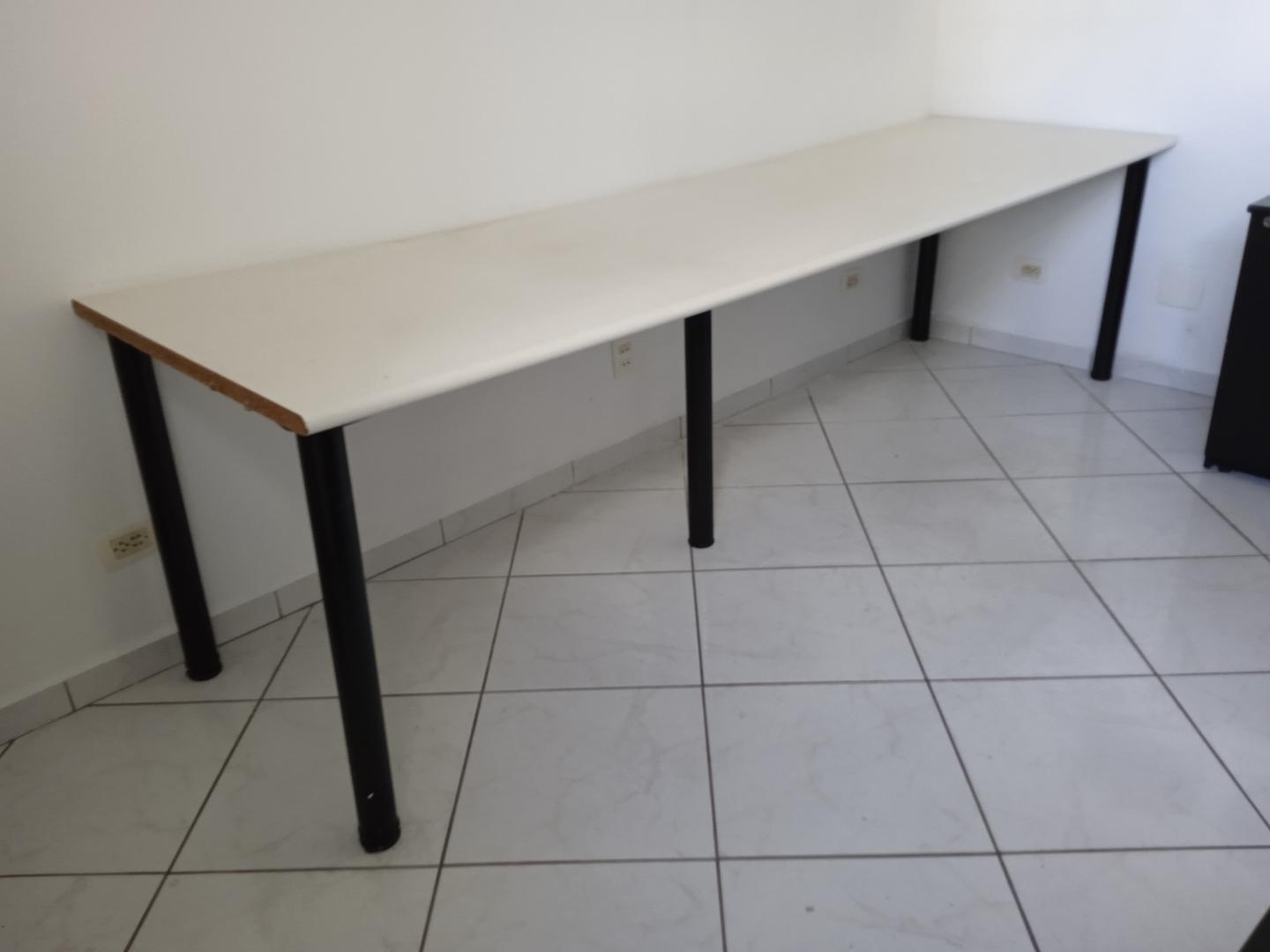 Mesa de escritório retangular em MDF Bege 73 cm x 278 cm x 80 cm