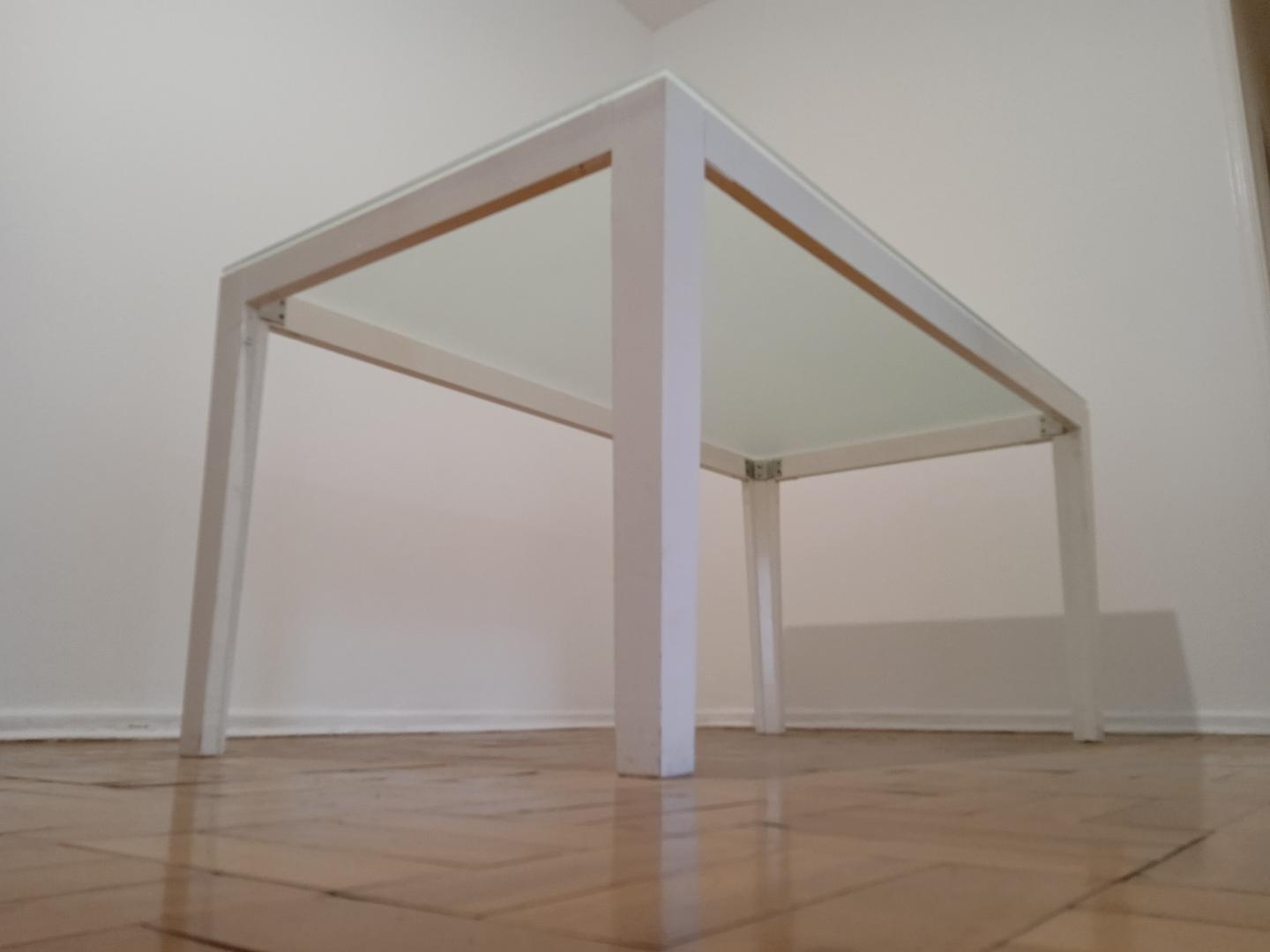 Mesa de jantar em Madeira / Vidro Branco 75 cm x 163 cm x 88 cm