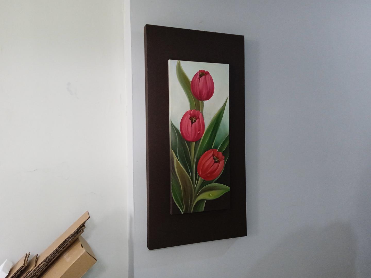 Quadro /Tela /Pintura c/ moldura em Tela Marrom 100 cm x 50 cm x 4 cm