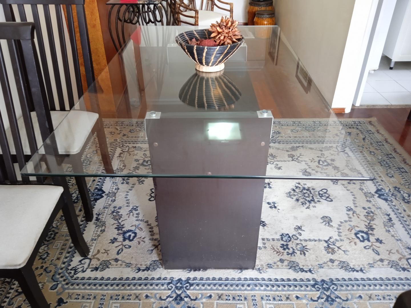 Mesa de jantar s/ cadeiras em Madeira / Vidro Marrom 82 cm x 160 cm x 90 cm