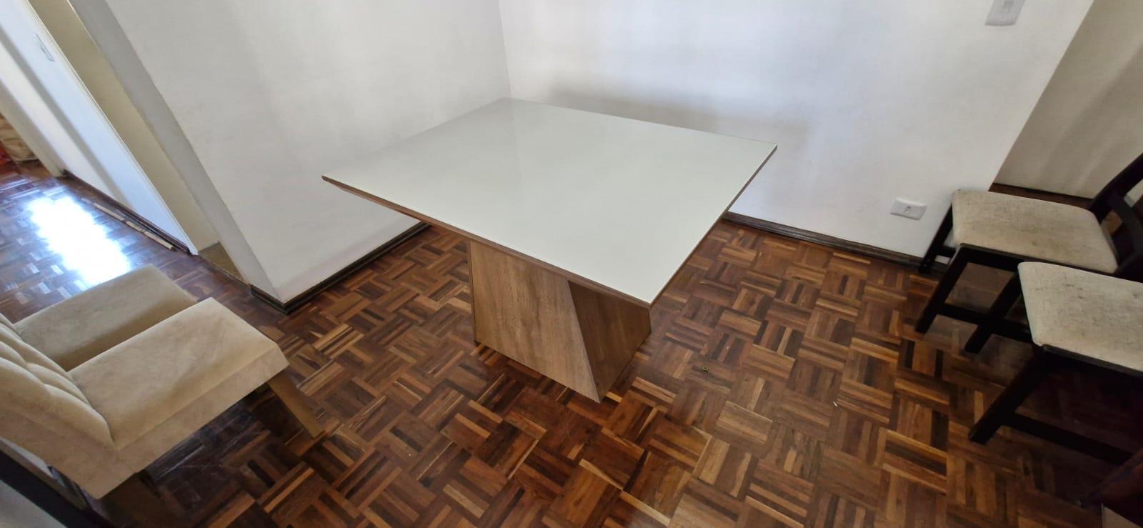 Mesa de jantar quadrada s/ cadeiras em Madeira / Vidro Bege 72 cm x 60 cm x 60 cm