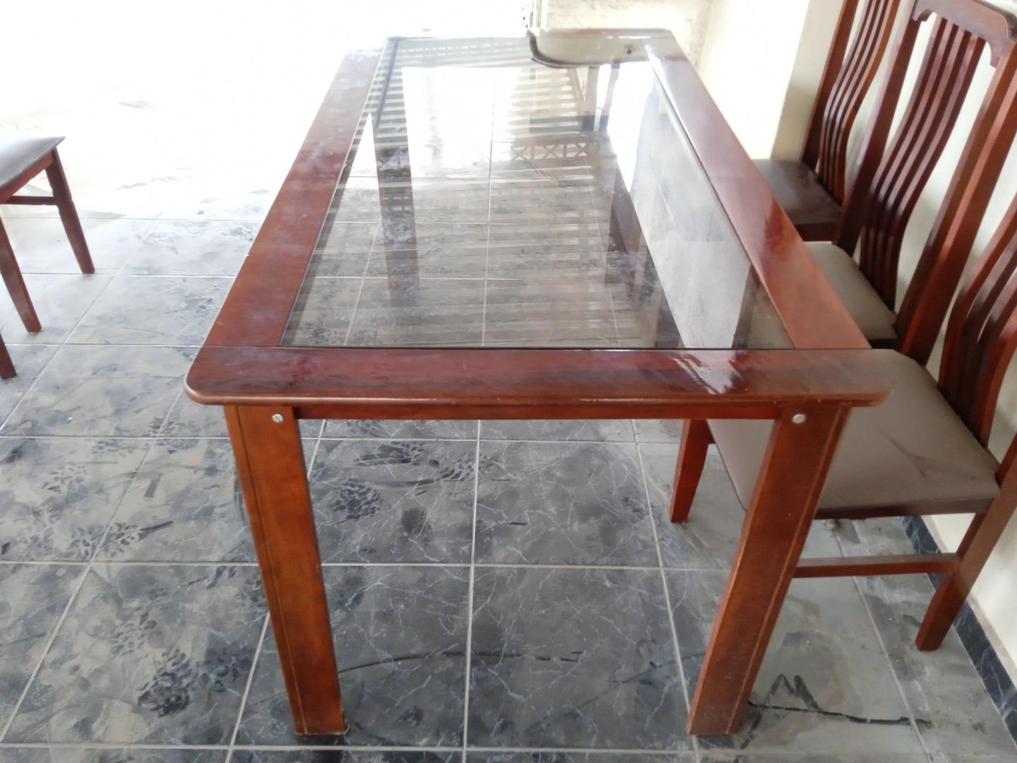 Mesa de jantar s/ cadeiras em Madeira / Vidro Marrom 78 cm x 84 cm x 160 cm