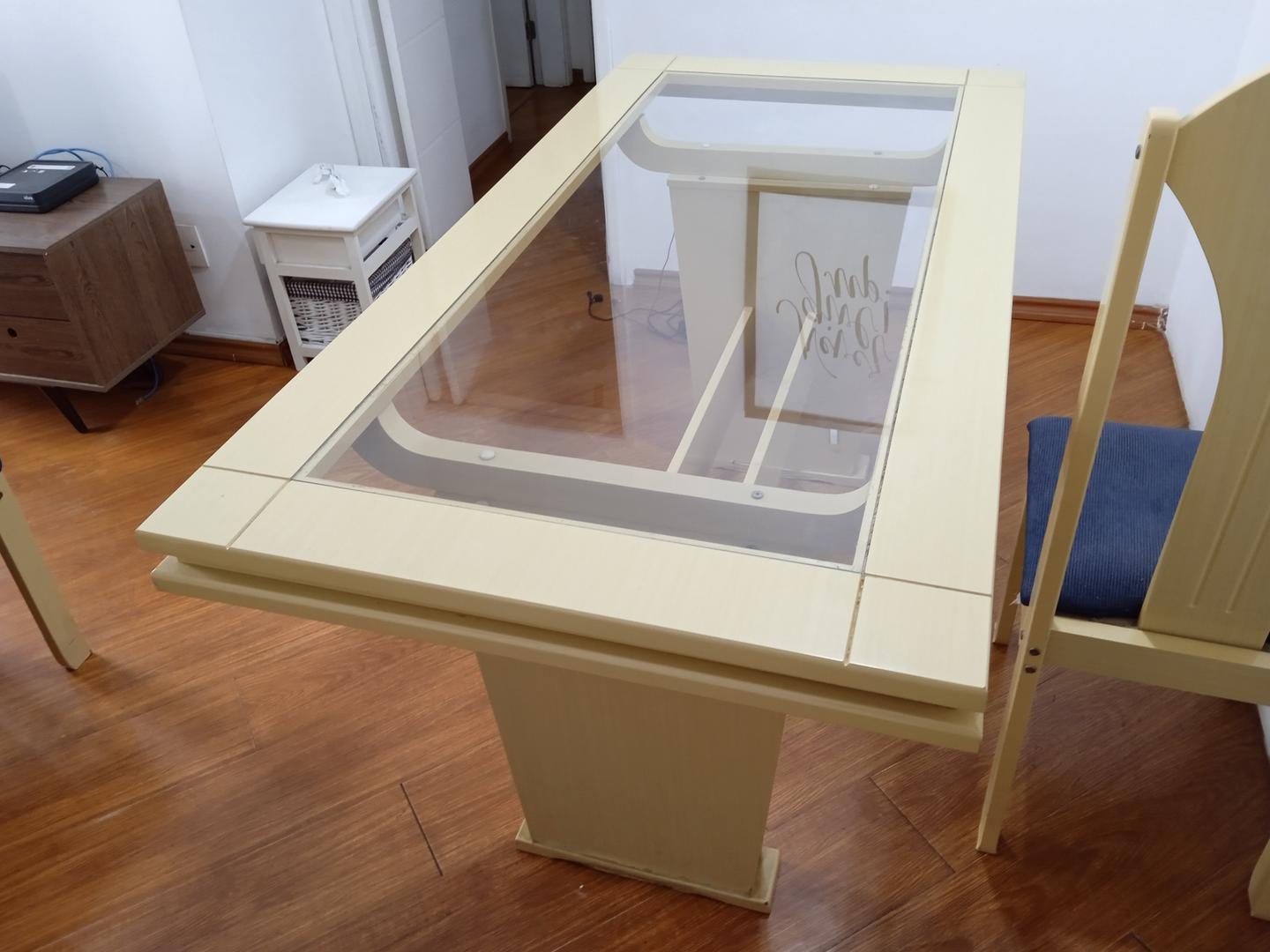 Mesa de jantar em MDF Bege 81 cm x 80 cm x 160 cm