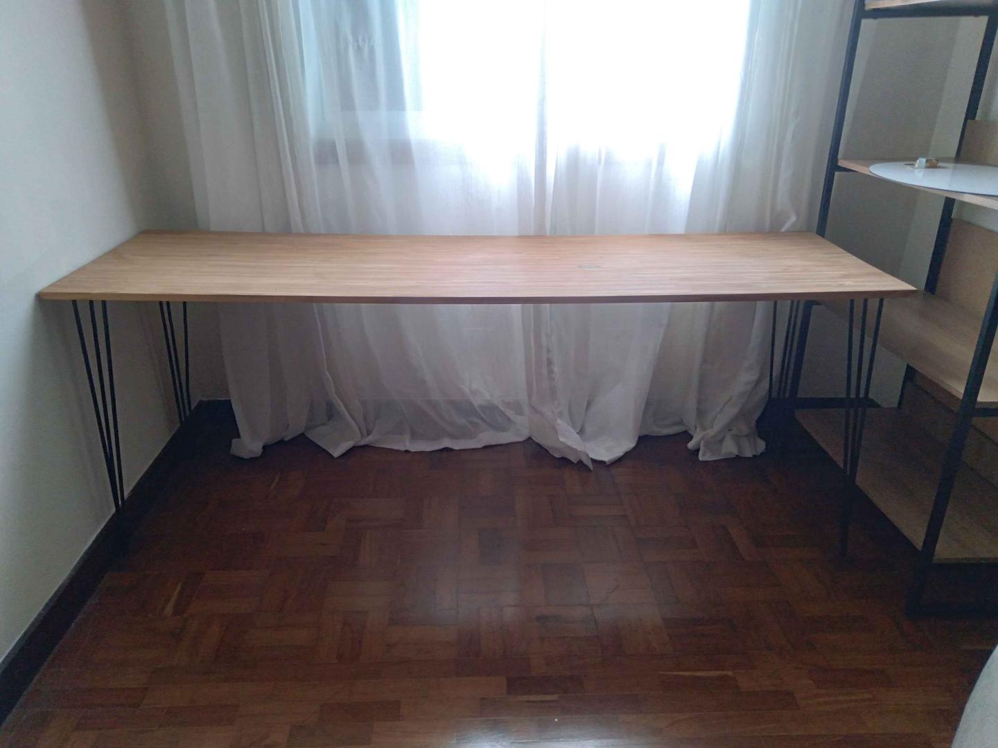 Mesa de jantar/Aparador em Madeira / Aço Bege 75 cm x 200 cm x 60 cm