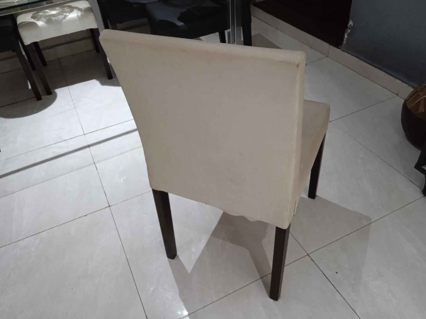 Cadeira de jantar estofada fixa s/ braços em Tecido Bege 88 cm x 46 cm x 50 cm