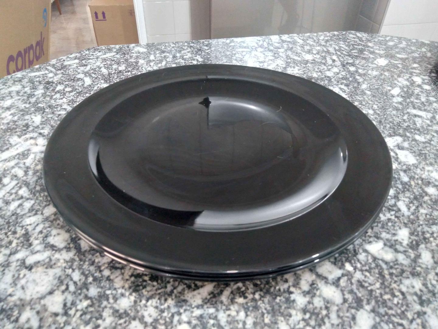 Conjunto de 2 Pratos de jantar  em Cerâmica Preto 1 cm x 30 cm x 30 cm