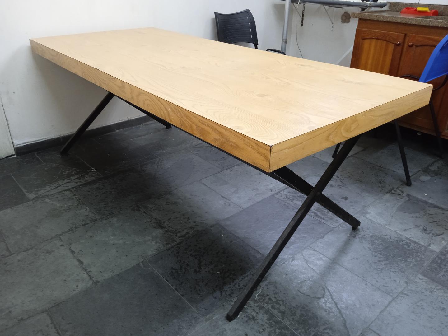 Mesa de jantar em Aço / MDF Bege 70 cm x 200 cm x 85 cm