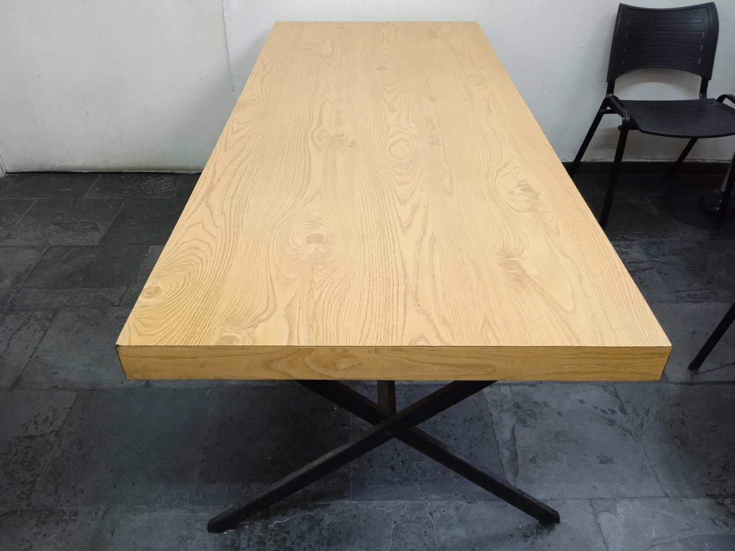 Mesa de jantar em Aço / MDF Bege 70 cm x 200 cm x 85 cm