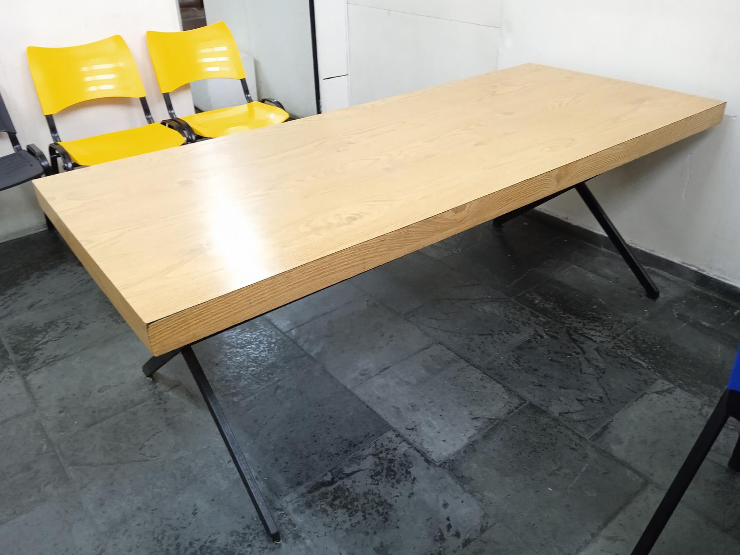 Mesa de jantar em Aço / MDF Bege 70 cm x 200 cm x 85 cm