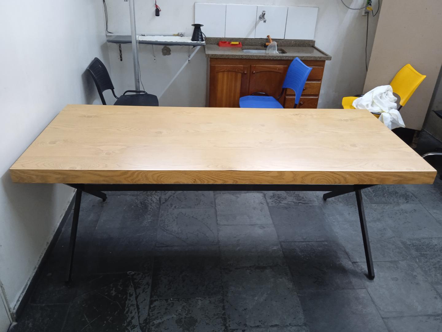 Mesa de jantar em Aço / MDF Bege 70 cm x 200 cm x 85 cm