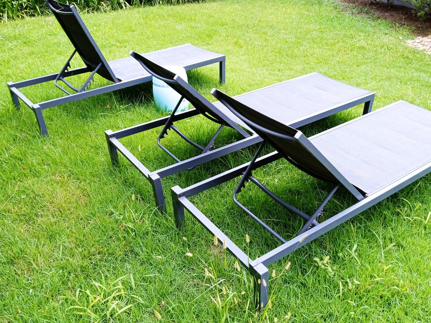 Cadeira espreguiçadeira Naterial em Tecido / Metal Cinza 60 cm x 46 cm x 184 cm