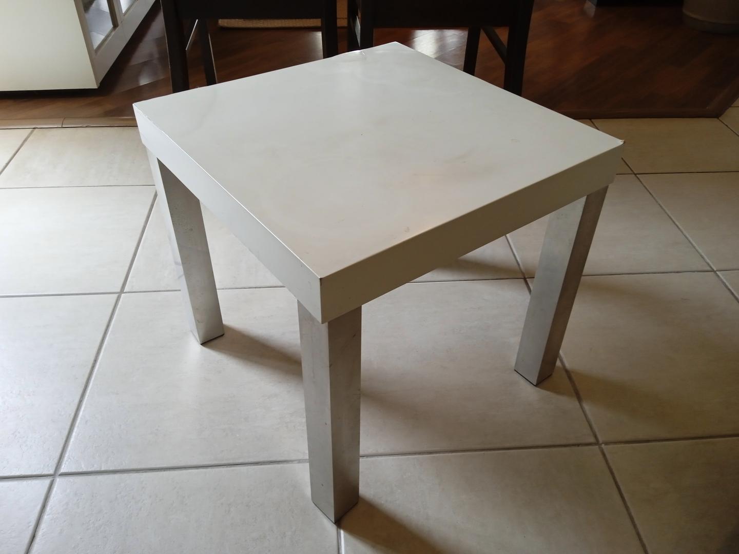 Mesa de apoio Quadrada em MDF / Aço Bege 47 cm x 50 cm x 50 cm