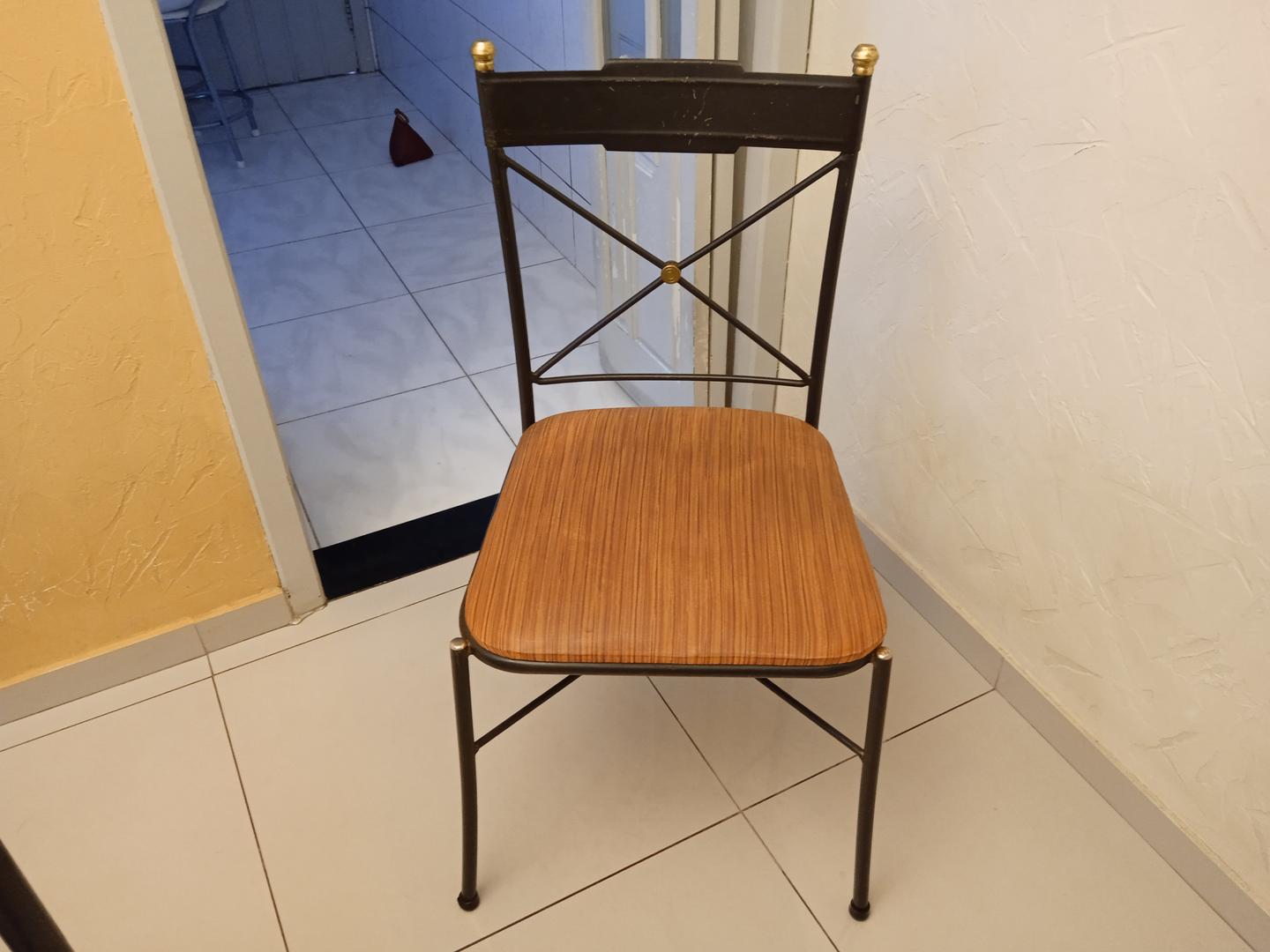 Cadeira de Jantar estofada s/ braços em Aço / Estofado Laranja 93 cm x 45 cm x 46 cm