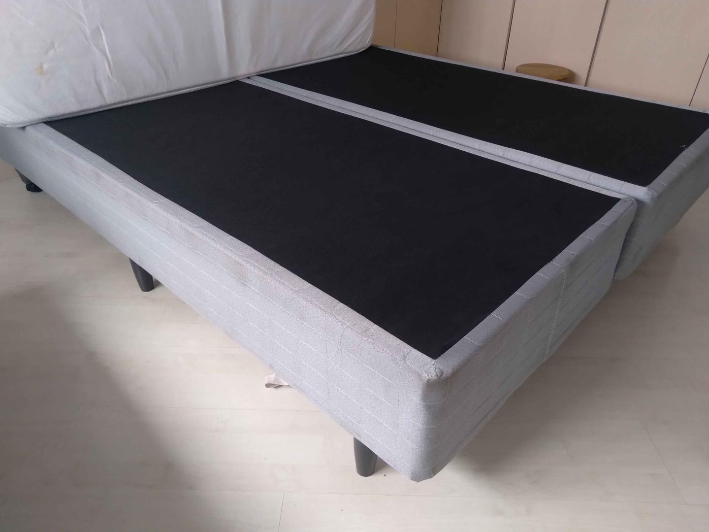 Cama box Queen bipartida  em MDF Cinza 36 cm x 158 cm x 198 cm