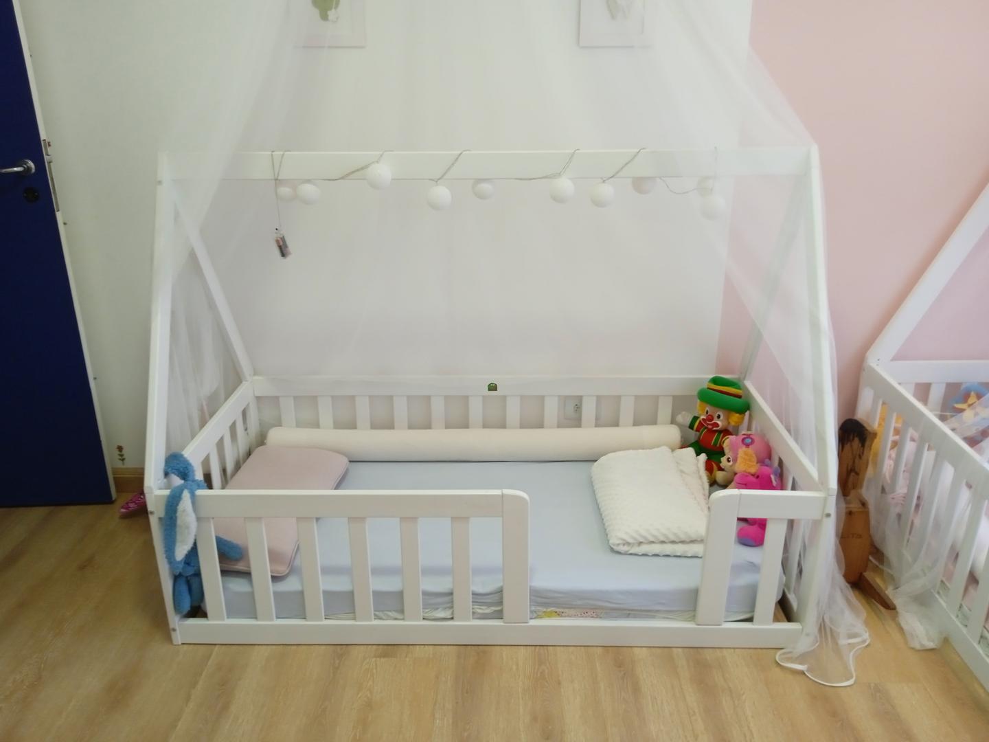 Cama infantil Montessoriana Giulia em MDF Branca 155 cm x 130 cm x 60 cm