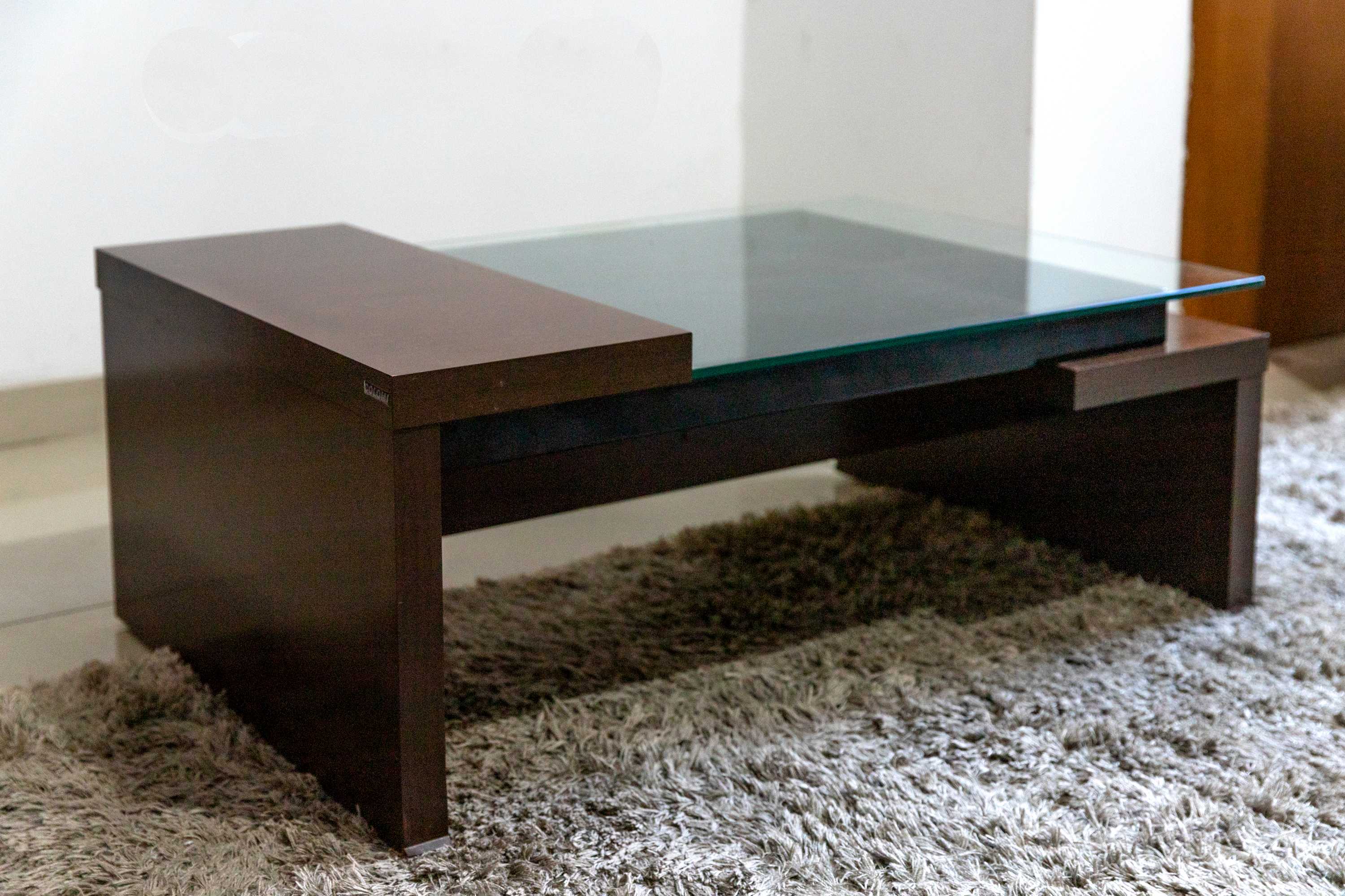 Mesa de Centro em MDF / Vidro Marrom 36 cm x 60 cm x 90 cm