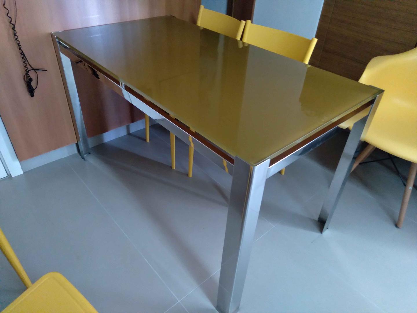 Mesa de jantar s/ cadeiras em Aço / Vidro Cinza 75 cm x 130 cm x 71 cm