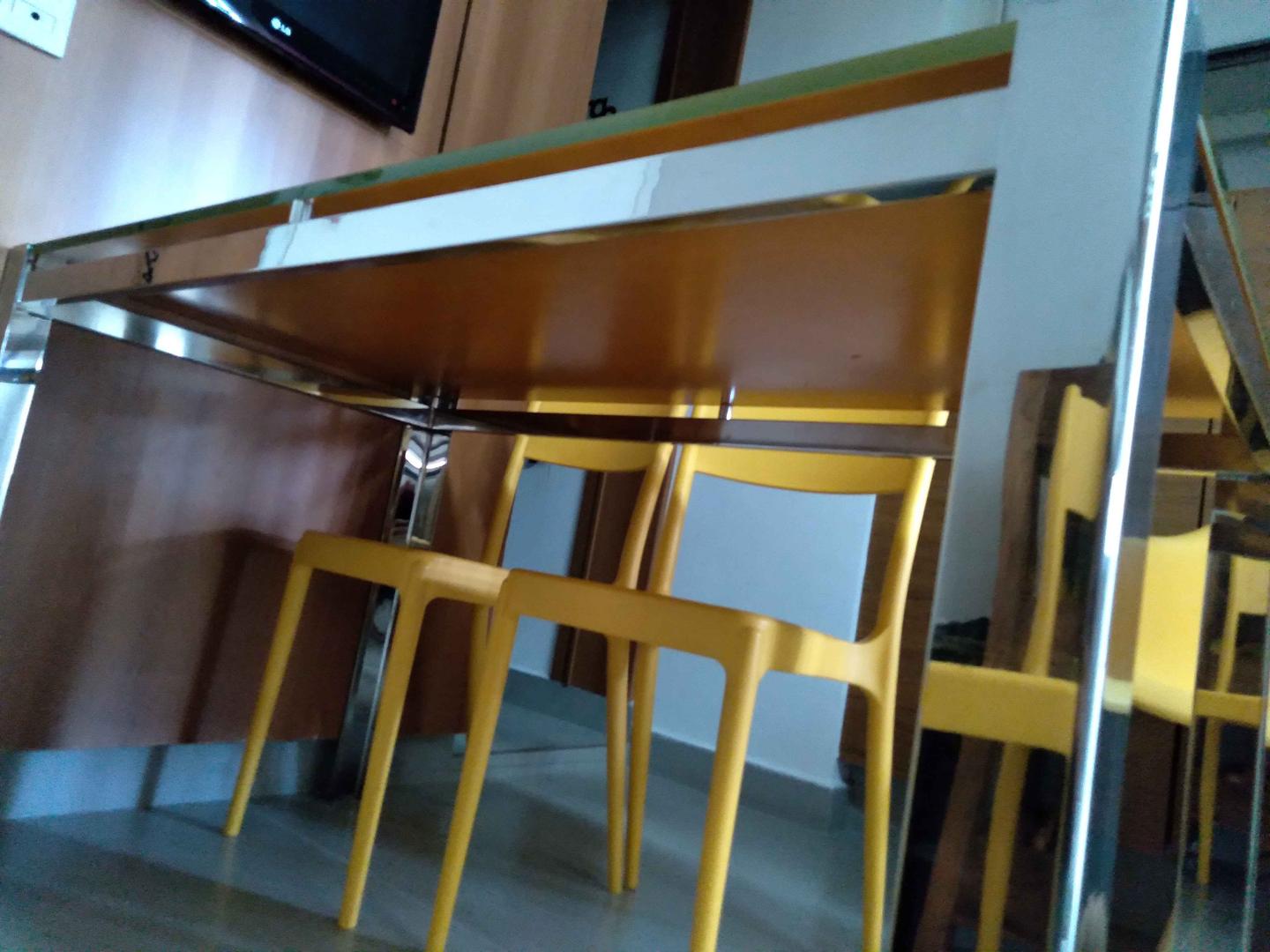 Mesa de jantar s/ cadeiras em Aço / Vidro Cinza 75 cm x 130 cm x 71 cm