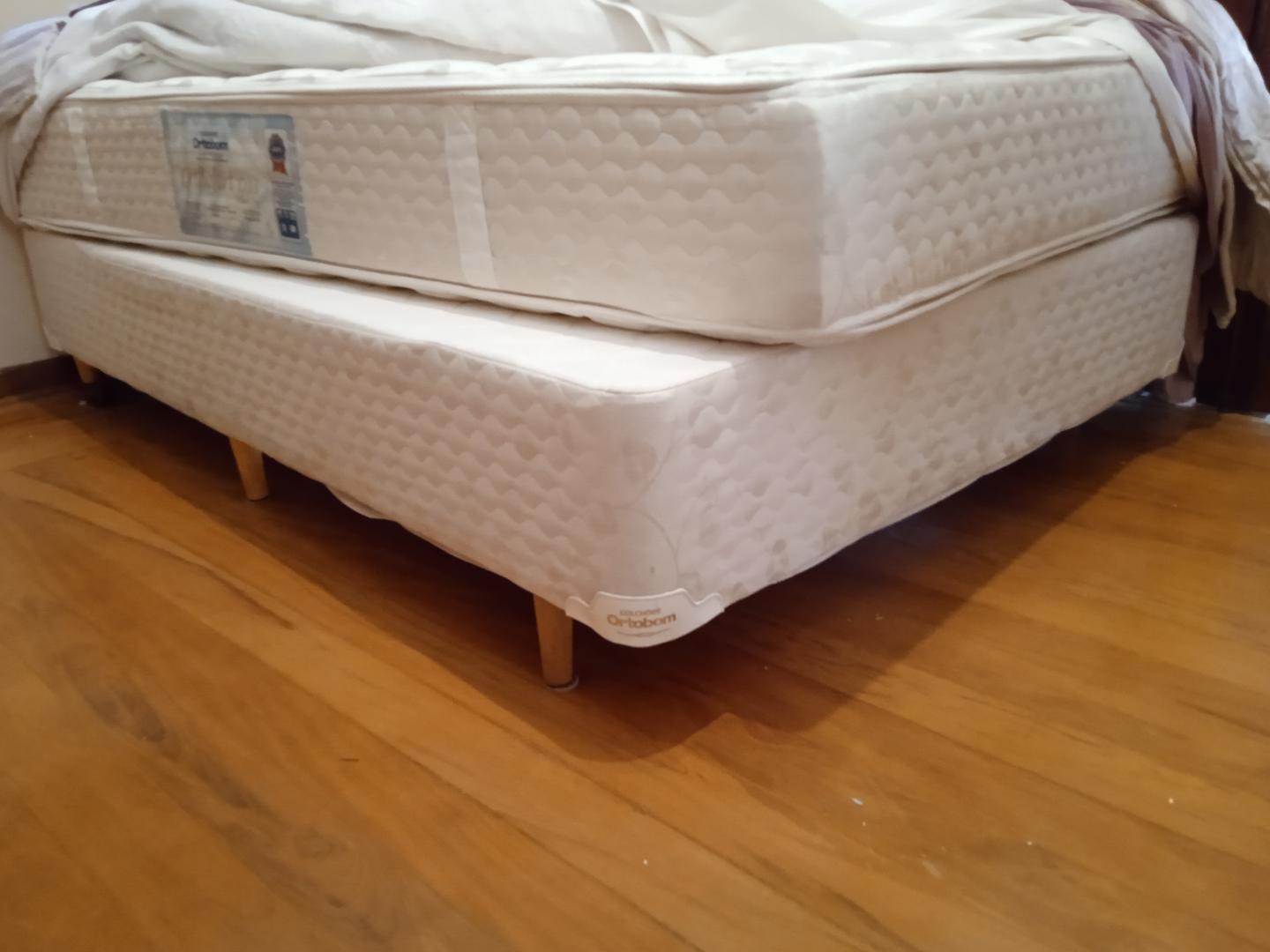 Base Cama Box Casal Ortobom em Madeira Bege 40 cm x 190 cm x 140 cm