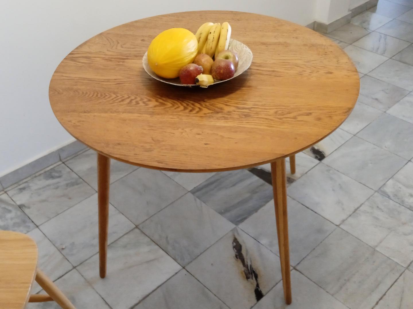 Mesa de jantar redonda em Madeira Marrom 74 cm x 100 cm x 100 cm