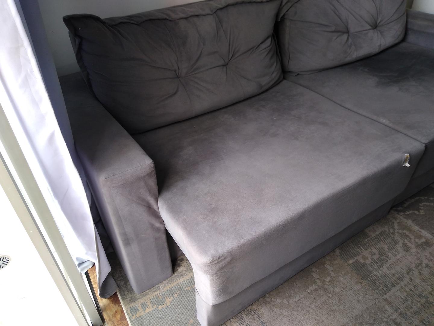Sofá reclinável 2 lugares em Estofado / Tecido Cinza 75 cm x 235 cm x 90 cm
