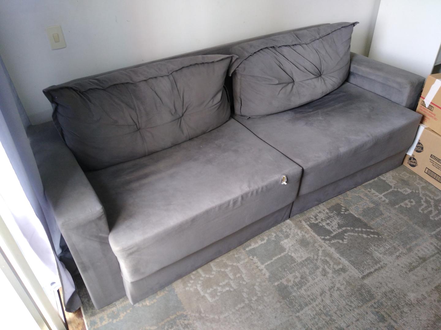 Sofá reclinável 2 lugares em Estofado / Tecido Cinza 75 cm x 235 cm x 90 cm