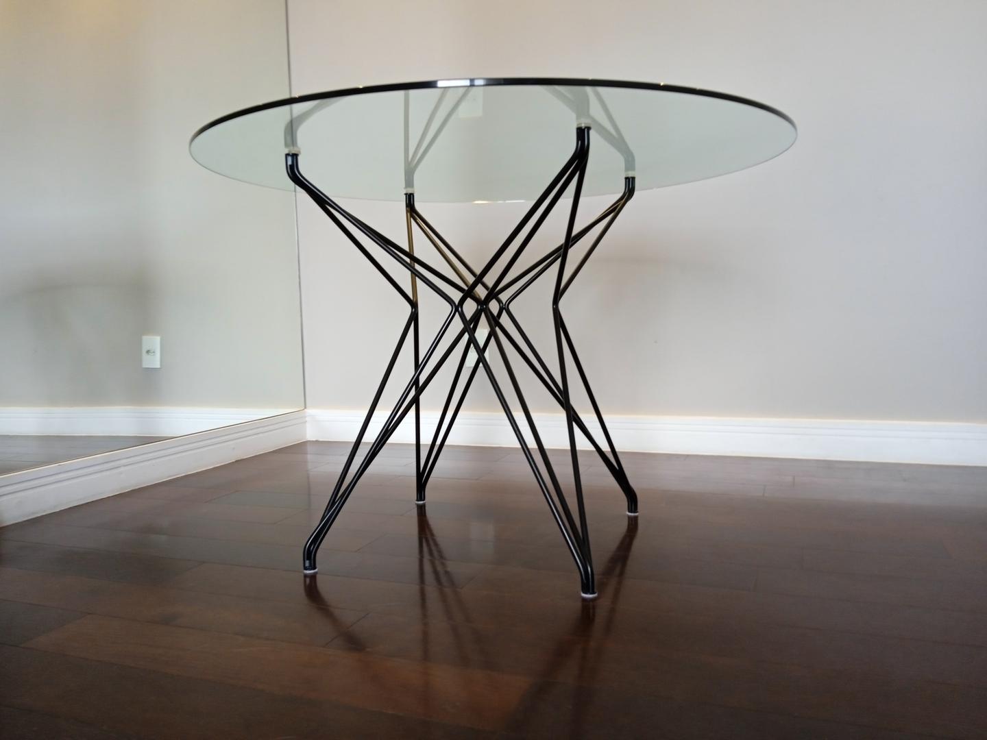 Mesa de jantar em Aço / Vidro Cinza 75 cm x 110 cm x 110 cm
