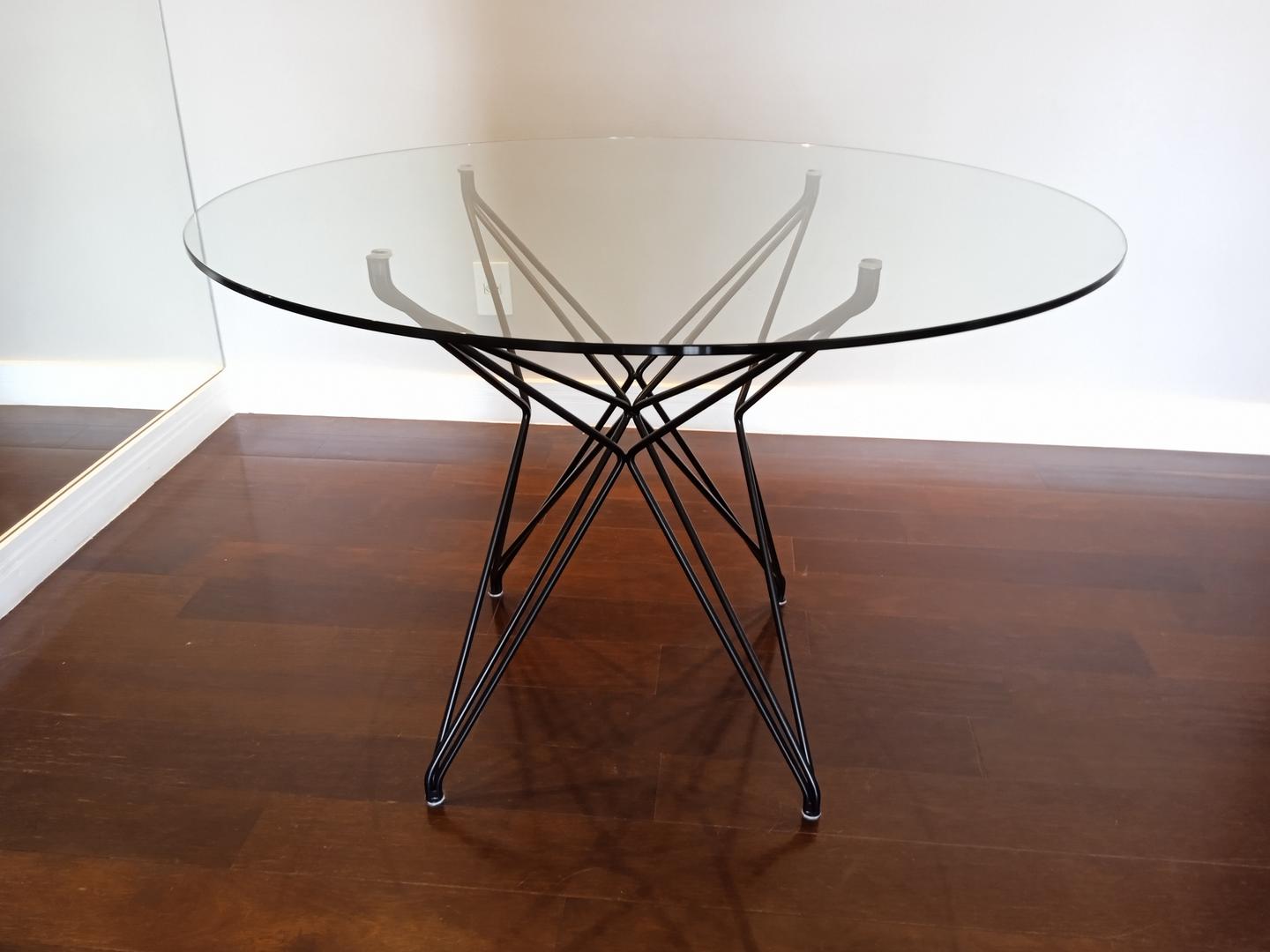 Mesa de jantar em Aço / Vidro Cinza 75 cm x 110 cm x 110 cm