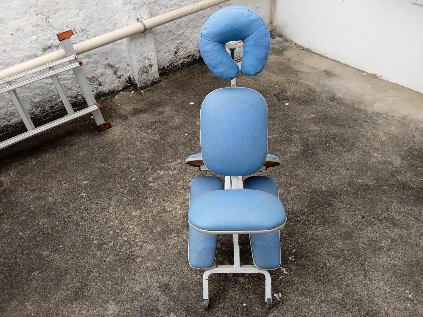 Cadeira de massagem Yoshy em Aço / Couro Ecológico Azul 105 cm x 50 cm x 90 cm