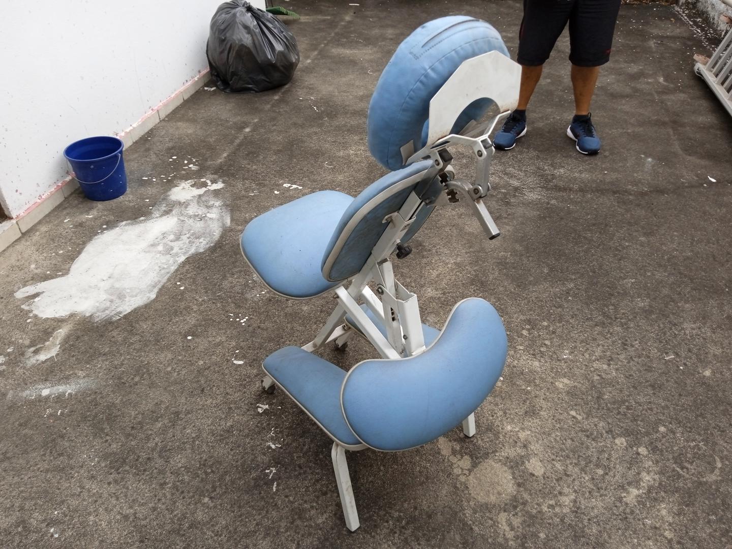 Cadeira de massagem Yoshy em Aço / Couro Ecológico Azul 105 cm x 50 cm x 90 cm