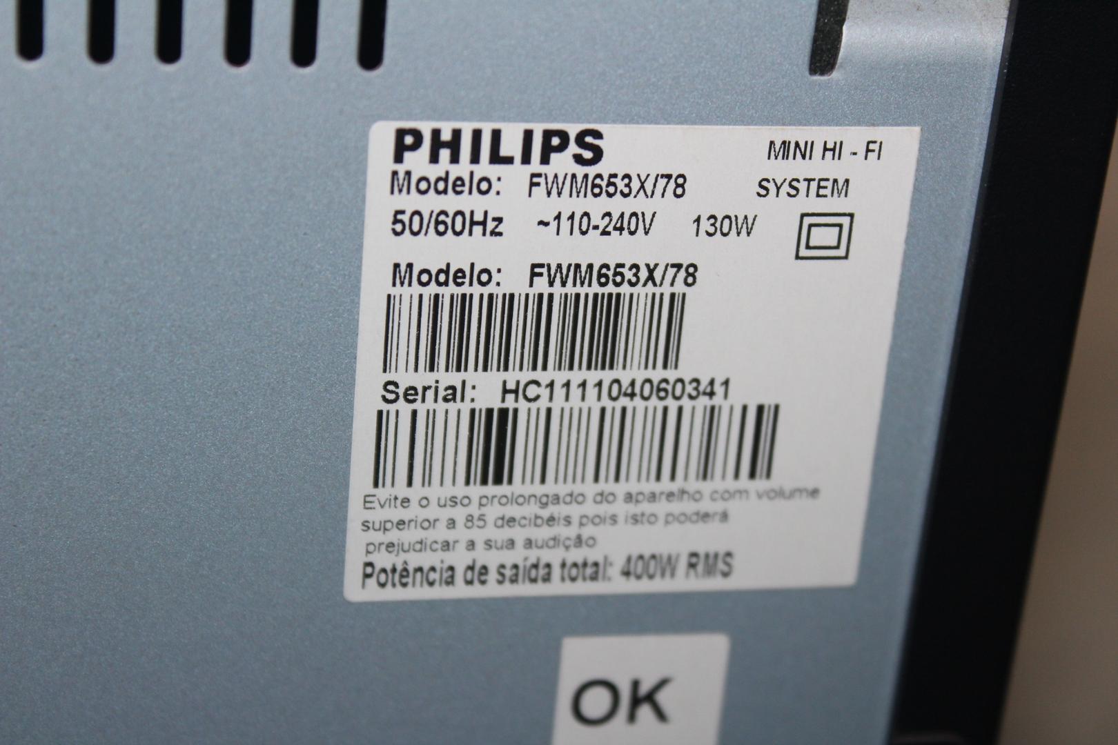 Aparelho de Som c/ 3 Caixas Philips Mini Hi-Fi System Fwm653 Preto