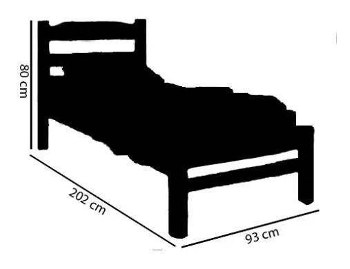 Cama de solteiro  em MDP Bege 80 cm x 93 cm x 202 cm