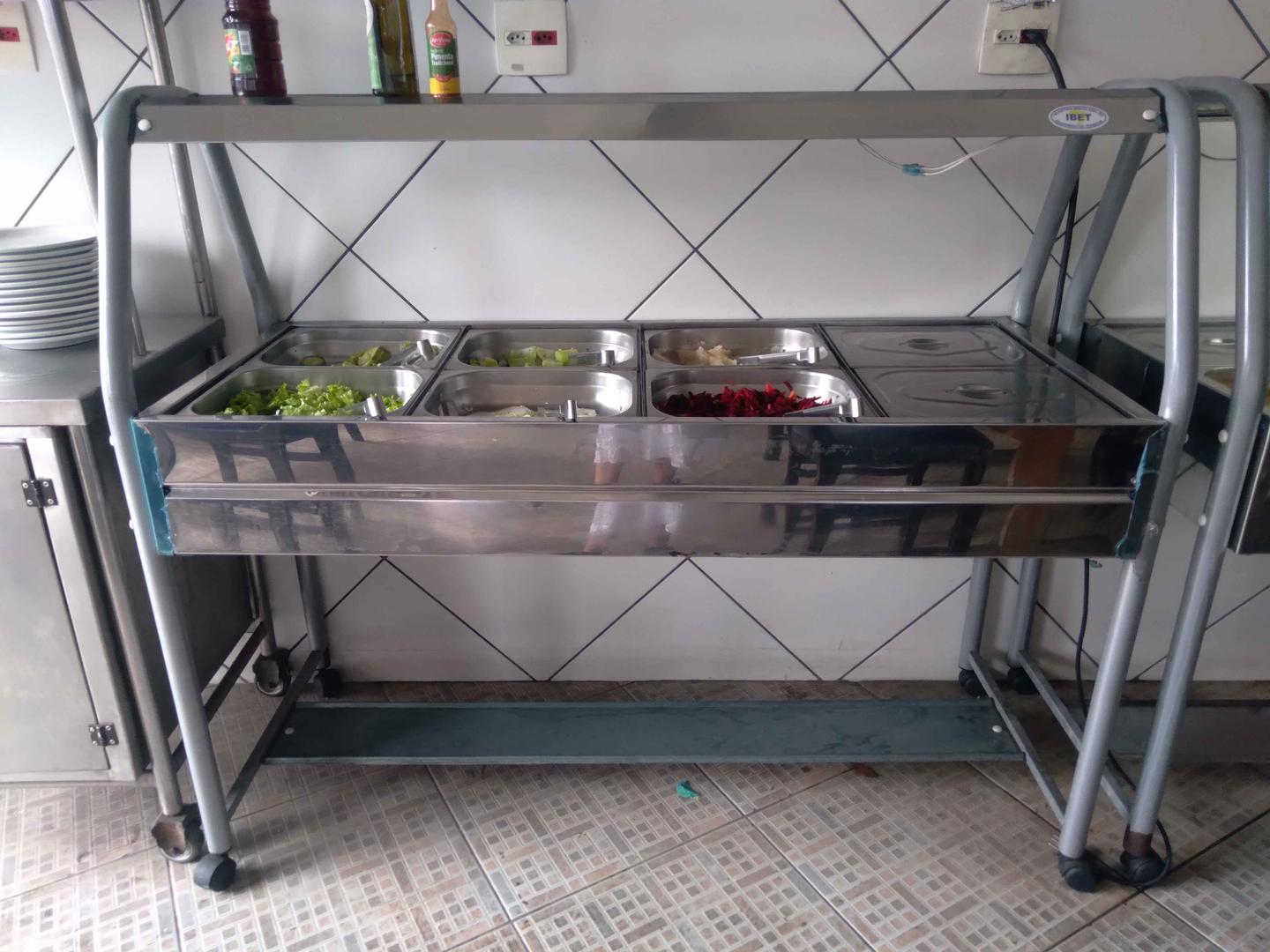 Buffet frio 8 cubas c/ rodas IBET ss-08 em Inox / Aço Cinza 125 cm x 144 cm x 60 cm