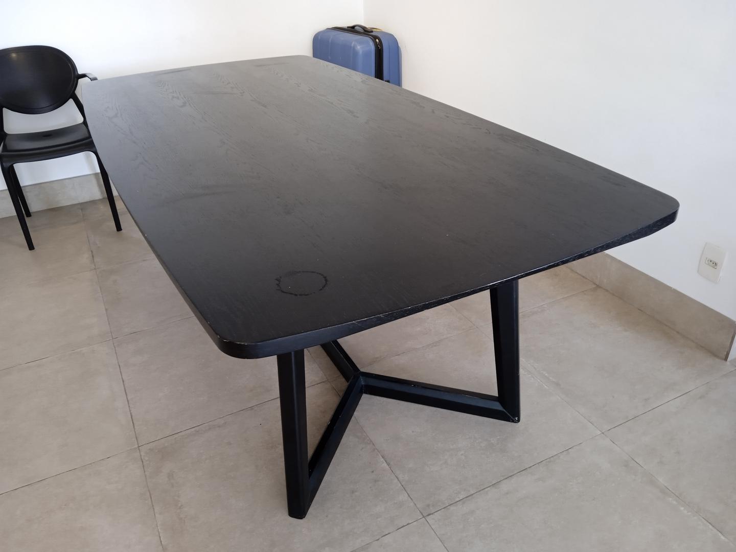 Mesa de jantar s/ cadeiras em Madeira Preto 76 cm x 220 cm x 110 cm