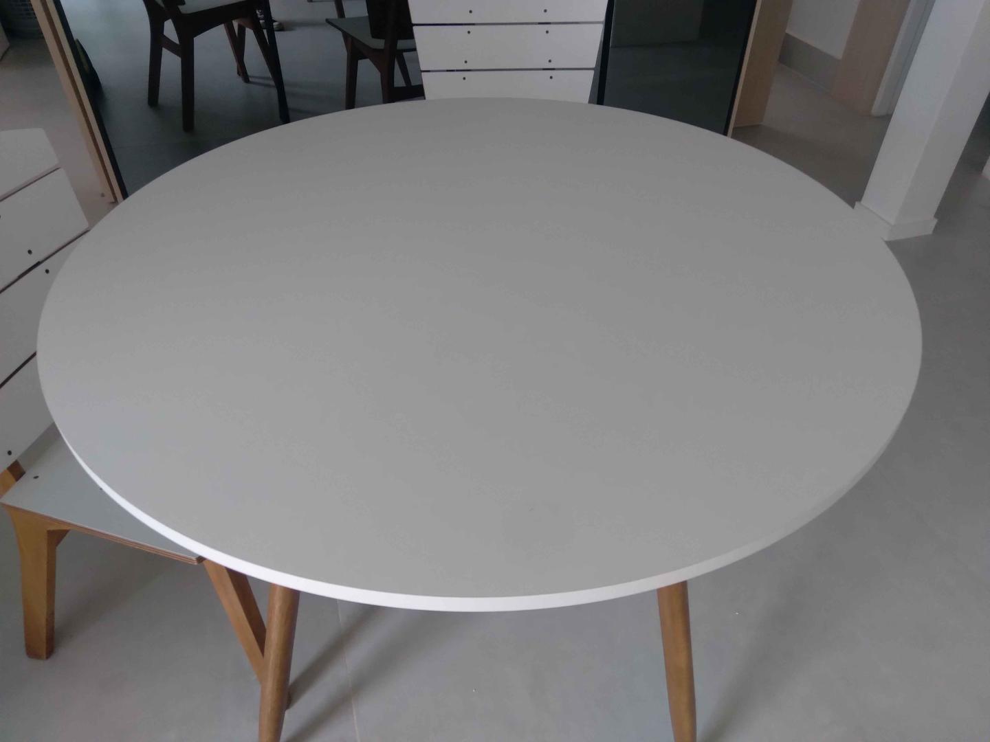 Mesa de jantar redonda s/ cadeiras em MDF Branco 76 cm x 100 cm x 100 cm