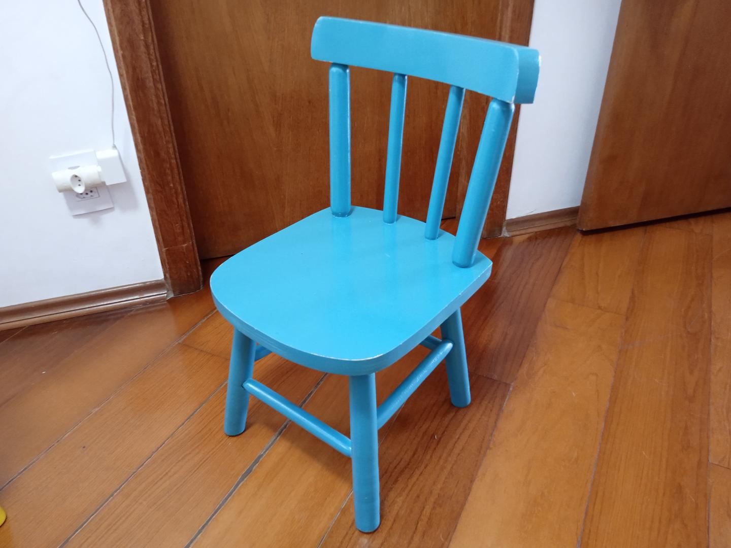 Cadeira fixa infantil em Madeira Azul 60 cm x 37 cm x 35 cm