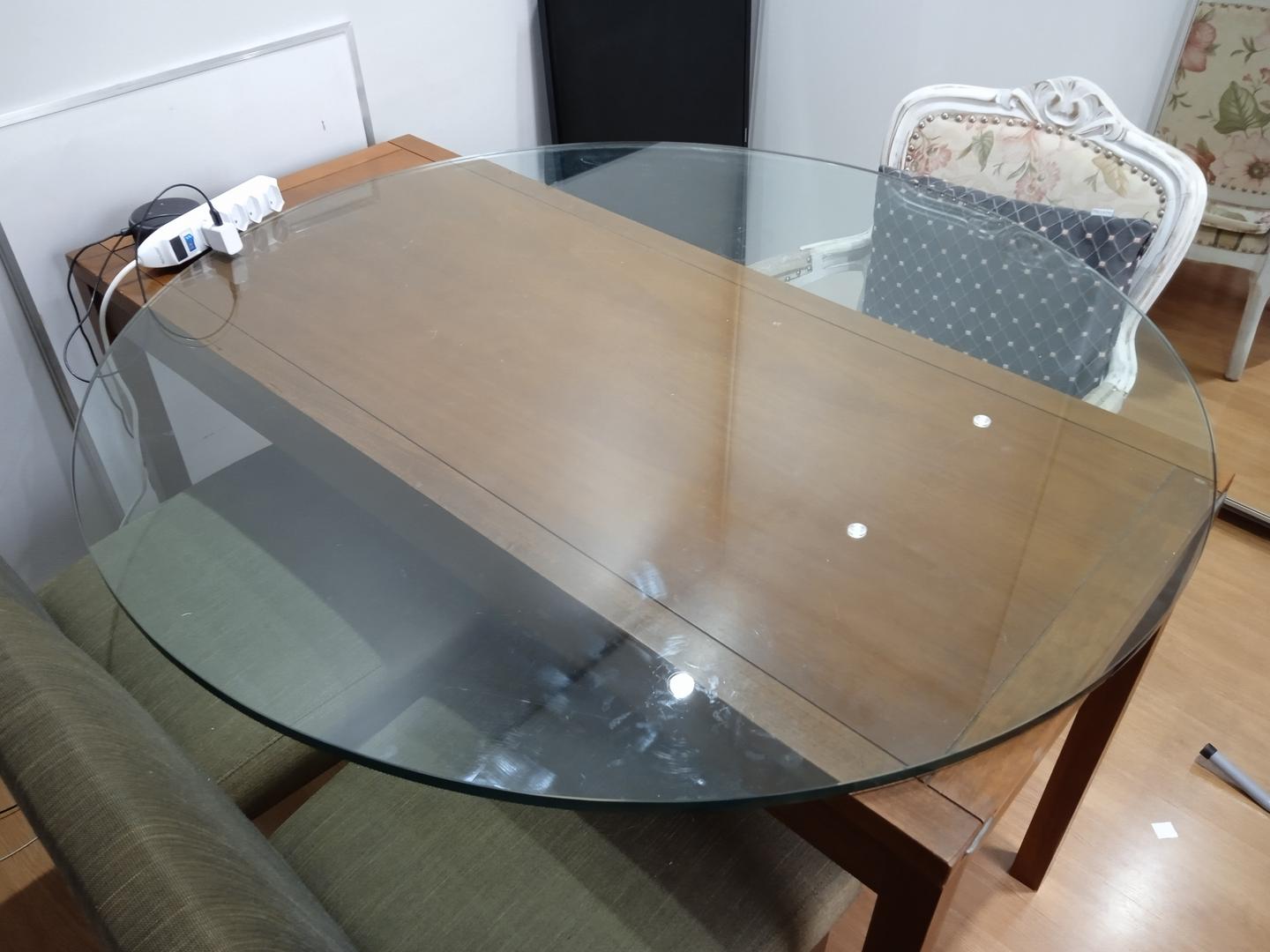 Mesa de jantar em Madeira / Vidro Marrom 76 cm x 120 cm x 120 cm
