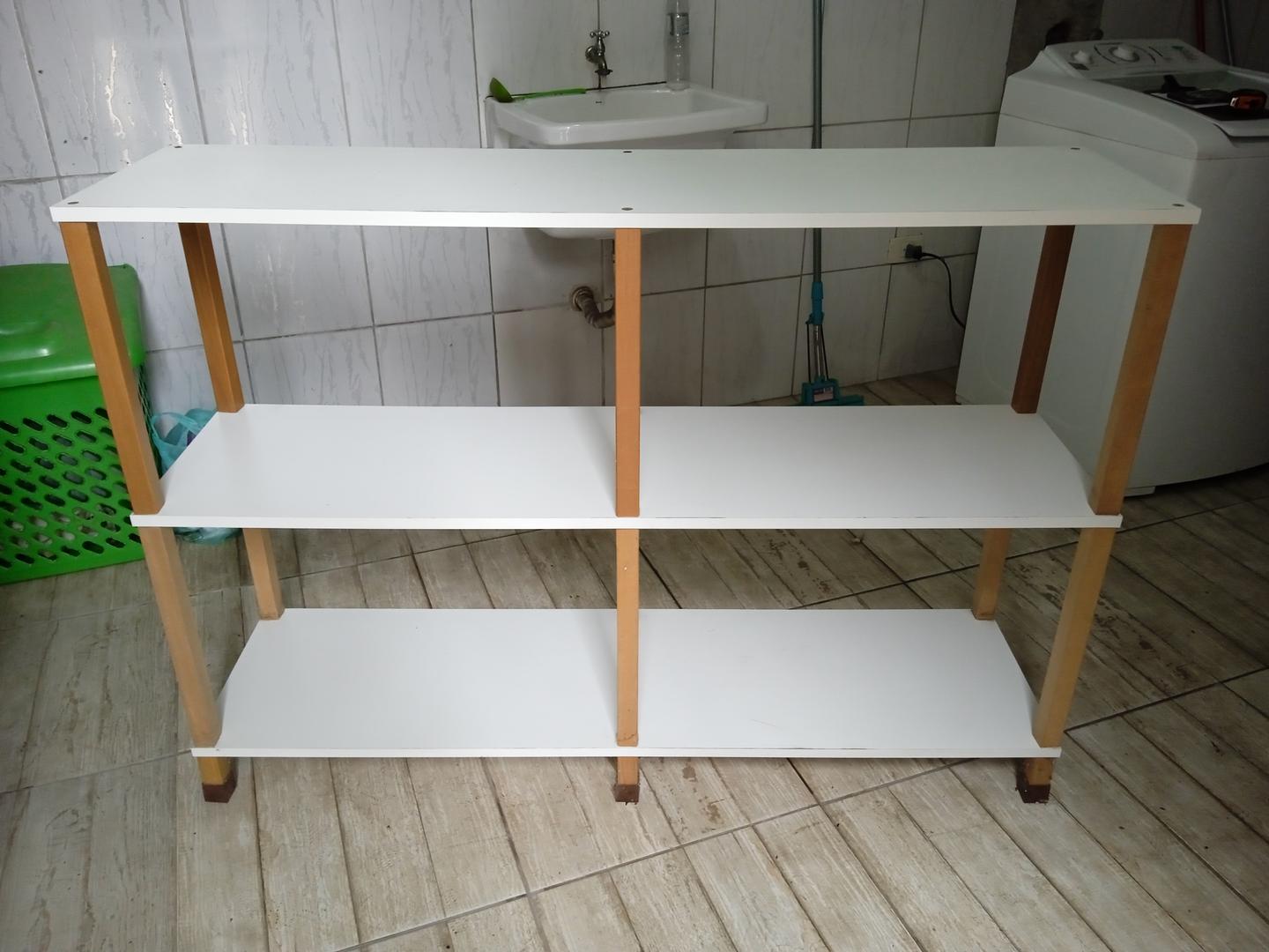 Estante Aberta baixa c/ 3 prateleiras em Madeira Branco 100 cm x 140 cm x 39 cm