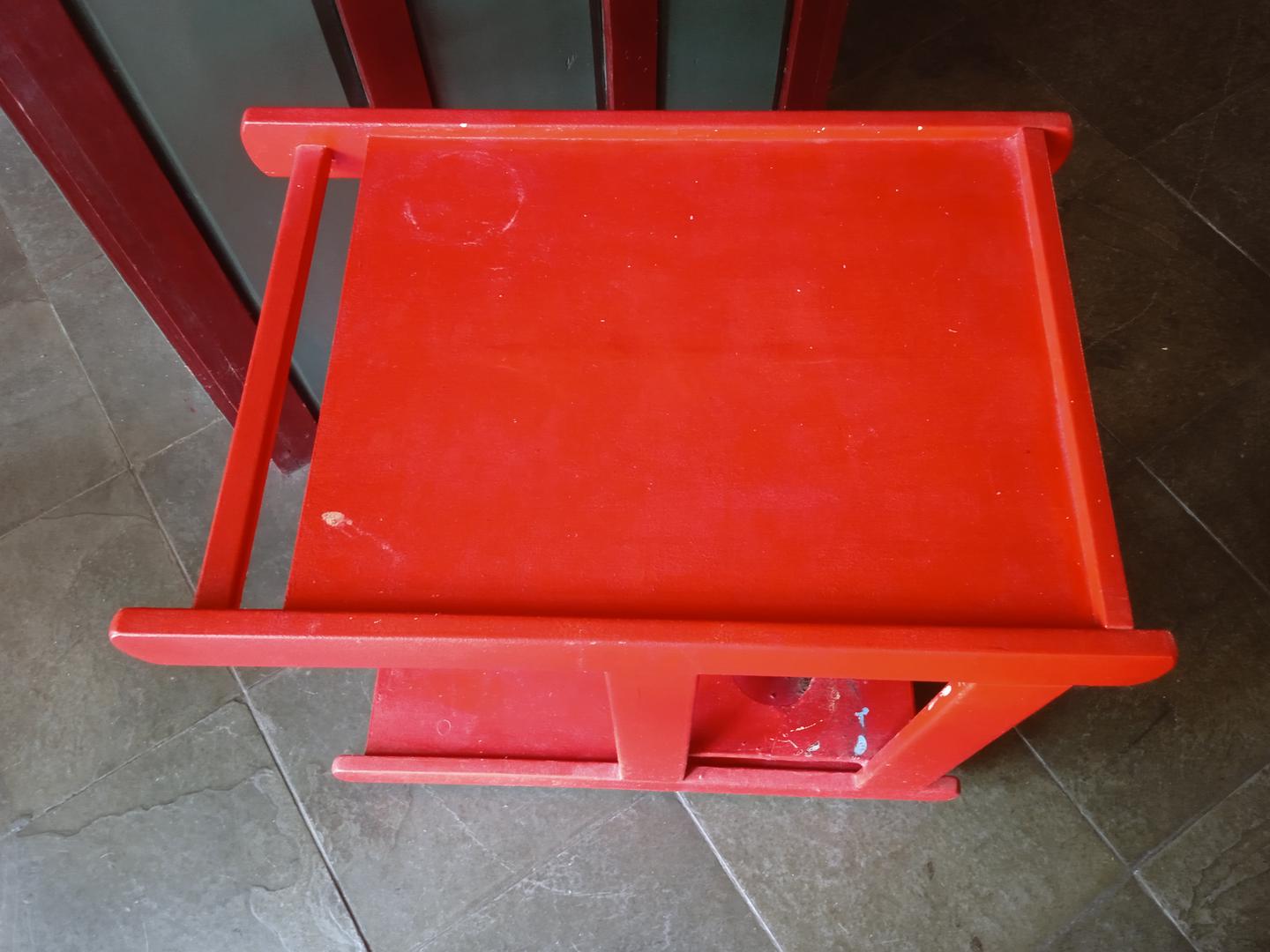 Carrinho de chá em Madeira Vermelho 67 cm x 75 cm x 50 cm