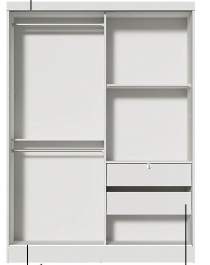 Guarda roupa de solteiro  em MDF / Vidro Branco 183 cm x 120 cm x 53 cm