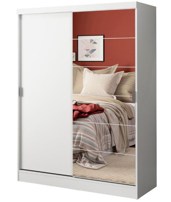 Guarda roupa de solteiro  em MDF / Vidro Branco 183 cm x 120 cm x 53 cm