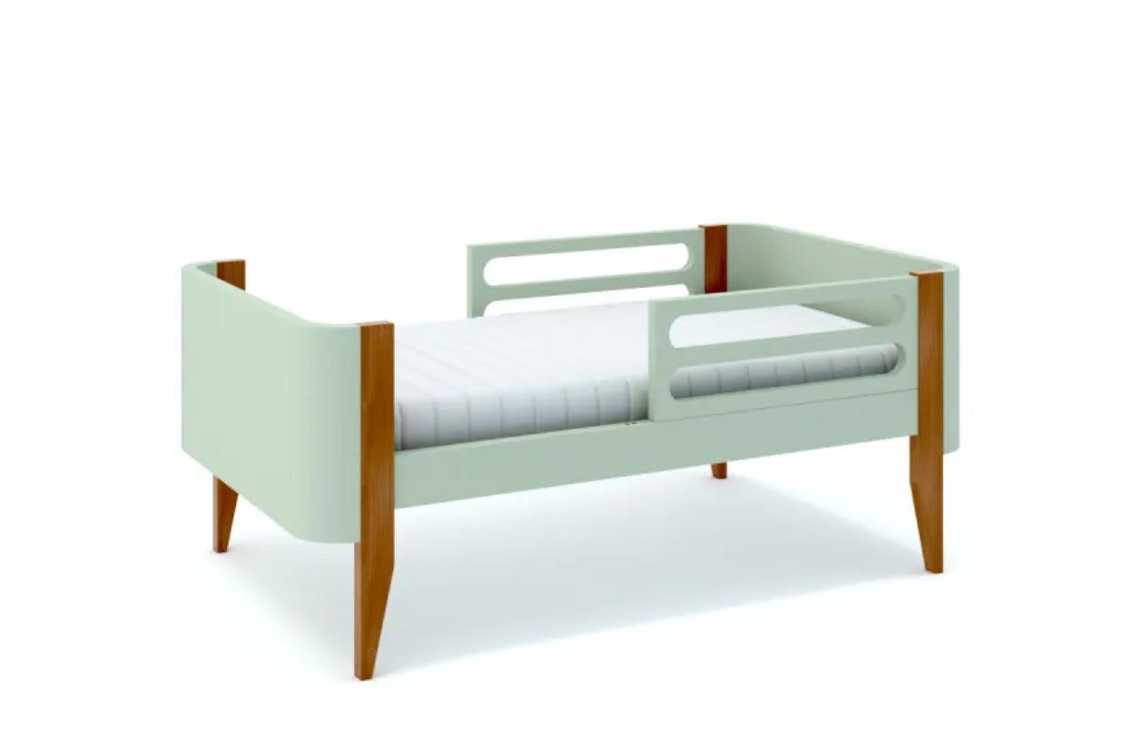 Berço Bo 3 em 1 Lilibee em MDF Cinza 94 cm x 76 cm x 138 cm