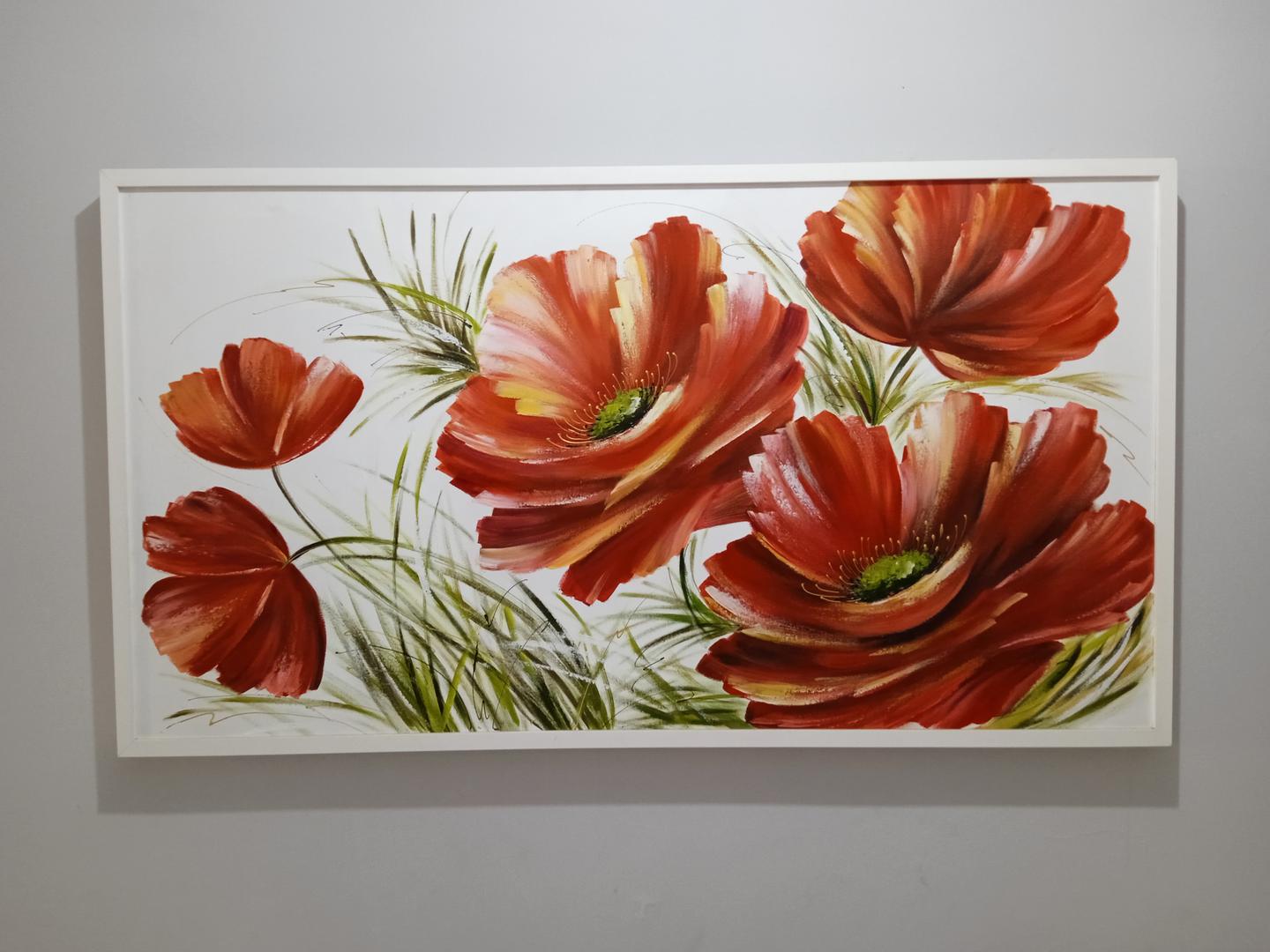 Quadro /Tela /Pintura c/ moldura em Tela Branco 73 cm x 134 cm x 4 cm