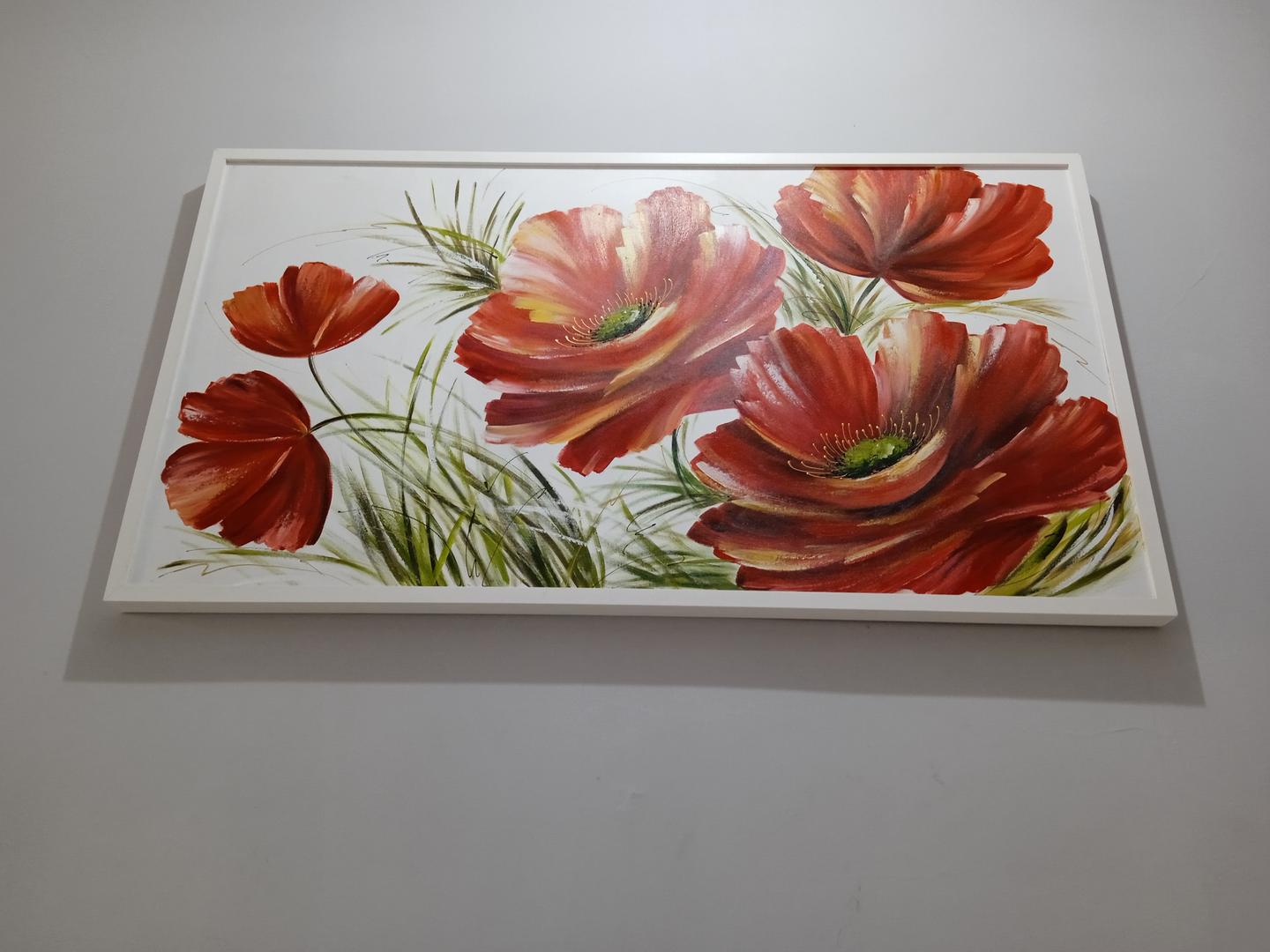 Quadro /Tela /Pintura c/ moldura em Tela Branco 73 cm x 134 cm x 4 cm