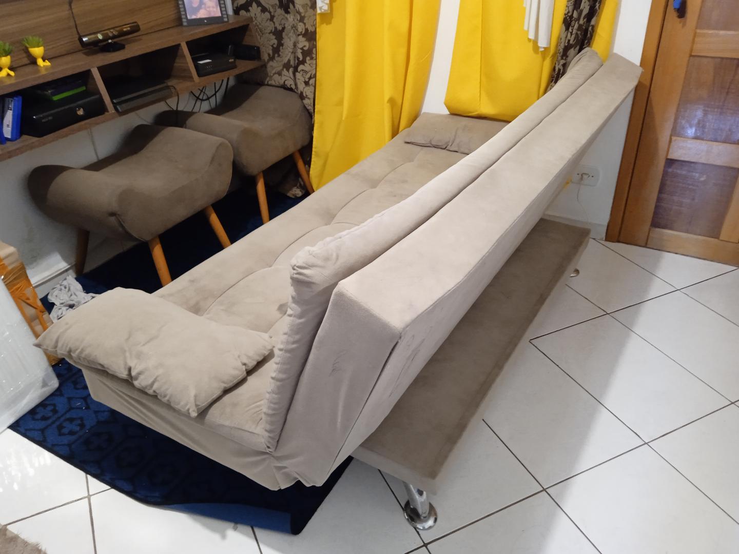 Sofá cama em Estofado / Tecido Marrom 84 cm x 190 cm x 100 cm